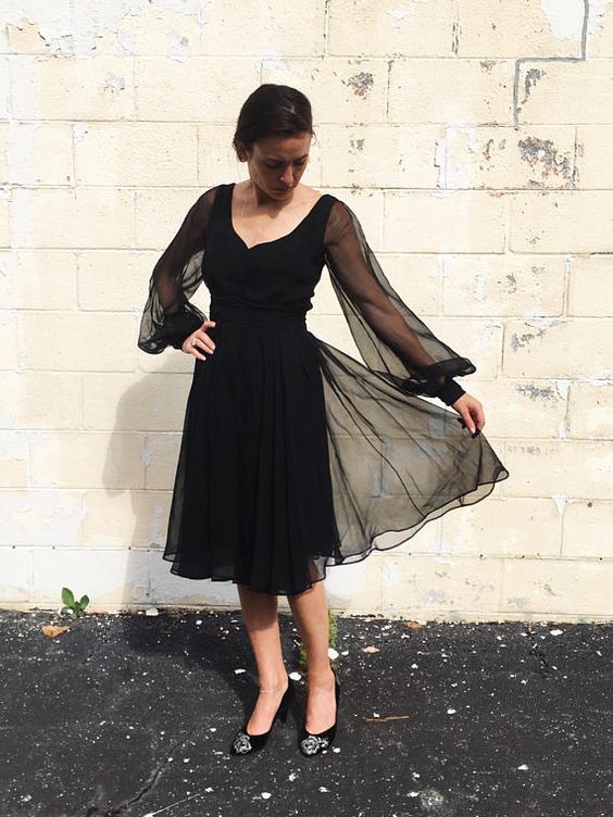 Sheer Sleeves Black Party Dress prom Dress cg10003 classygown Sheer Sleeves Black Party Dress prom Dress cg10003 classygown