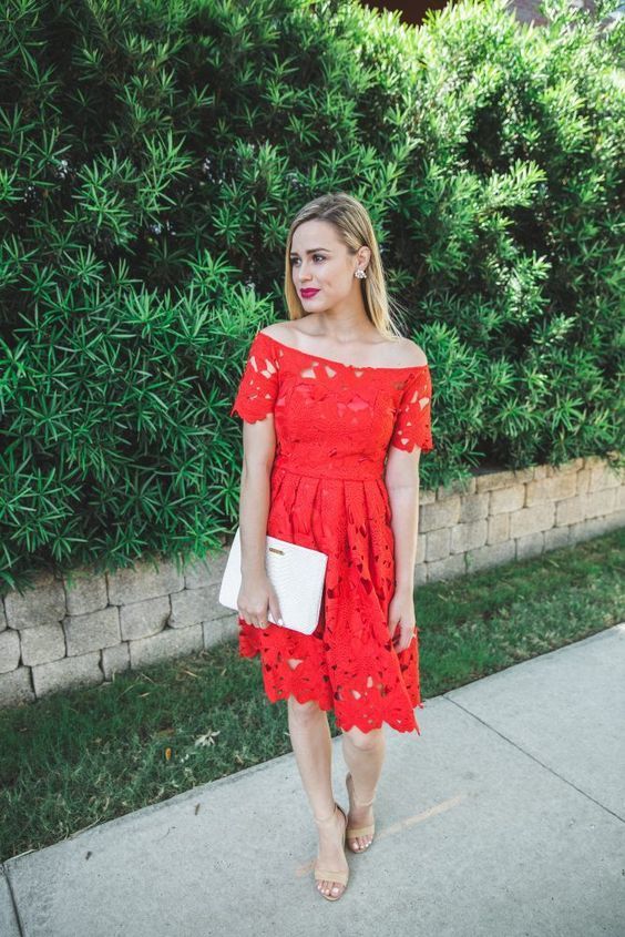 Little Red Lace Short homecoming Dress cg10163