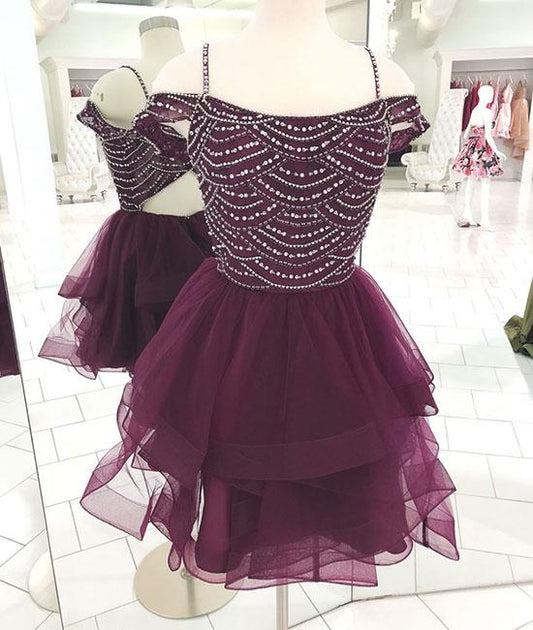 Süßes kurzes Tüll-Paillettenkleid, süßes Homecoming-Kleid cg1018