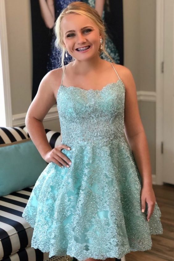 a-line blue hoco party dresses with appliques homecoming dresses cg102