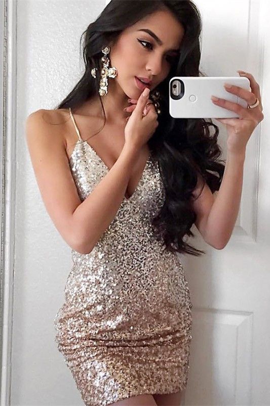 sparkle v-neck tight homecoming dresses , fashion semi formal party dresses cg10252