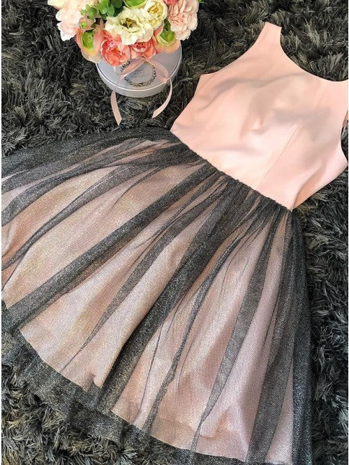 A-Line Round Neck Pink Tulle Homecoming Dress cg10255