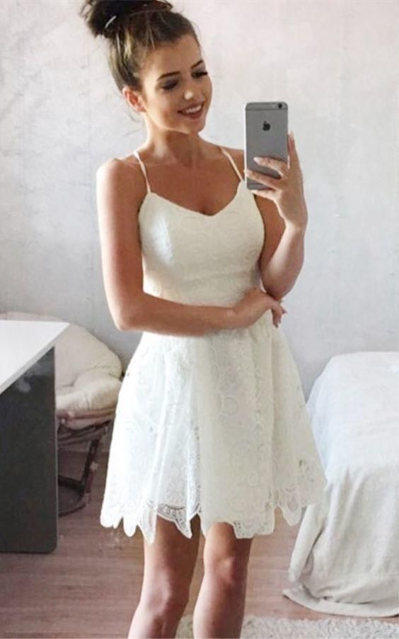 Sexy Straps Lace Short Homecoming Dress cg10303