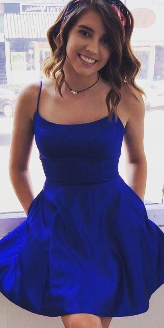 Simple Short Dresses Royal Blue Homecoming Dress With Pockets cg10344
