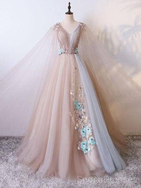 Champagne Tulle Long Prom Dress,Champagne Tulle Evening Dress cg10359