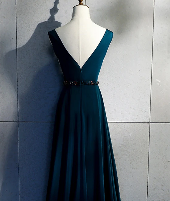 Beautiful Long V Back Evening Gown, Charming Green Party Dress prom dress cg10388