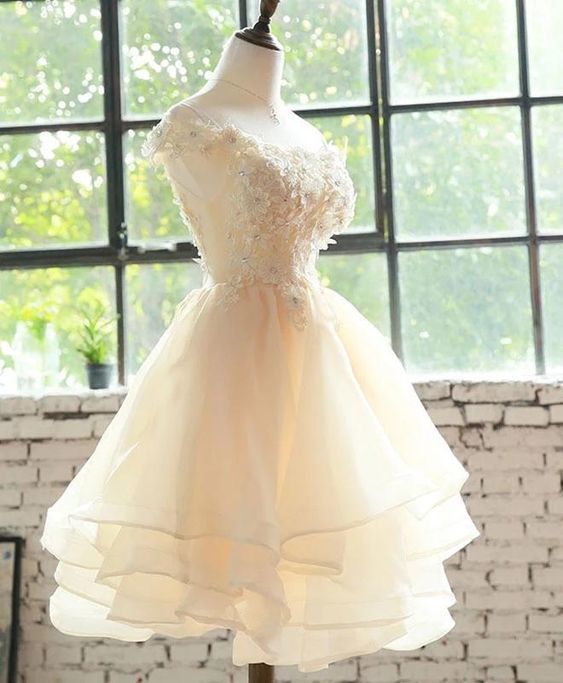 Cute Champagne Layers Short Homecoming Dress cg10405