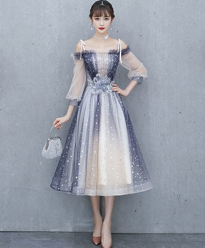 Blue tulle sequin short dress blue tulle homecoming dress cg10416