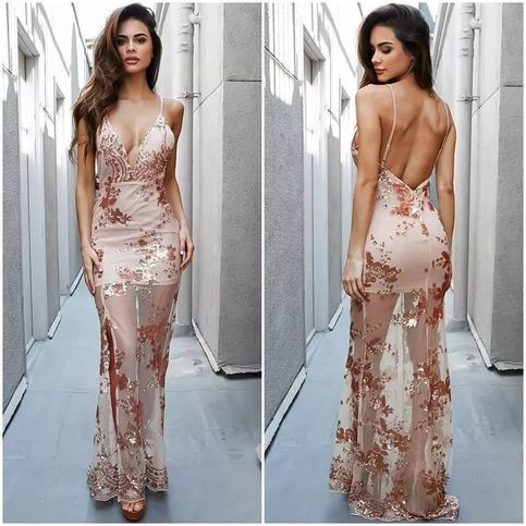 Sexy Deep V Neck Long Sequins Party Dress Prom Dress cg10421