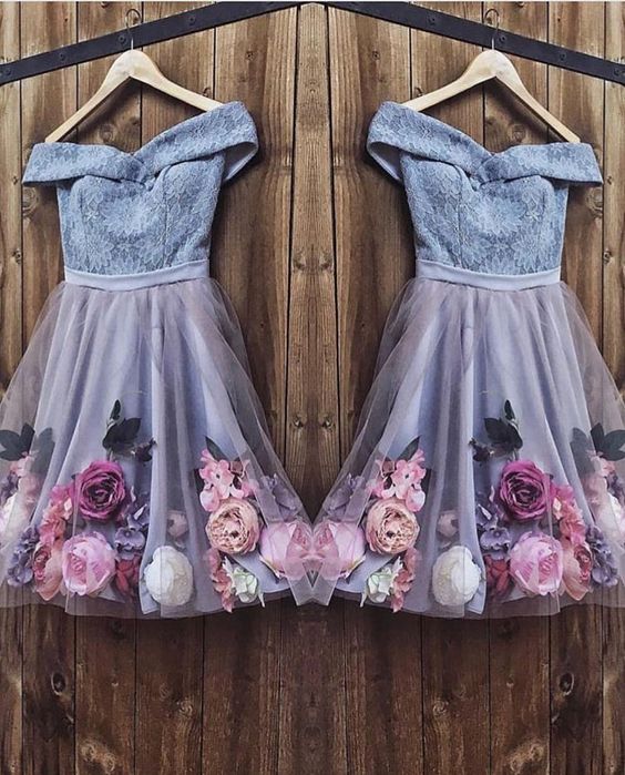 Blue short dress blue tulle homecoming dress cg10422