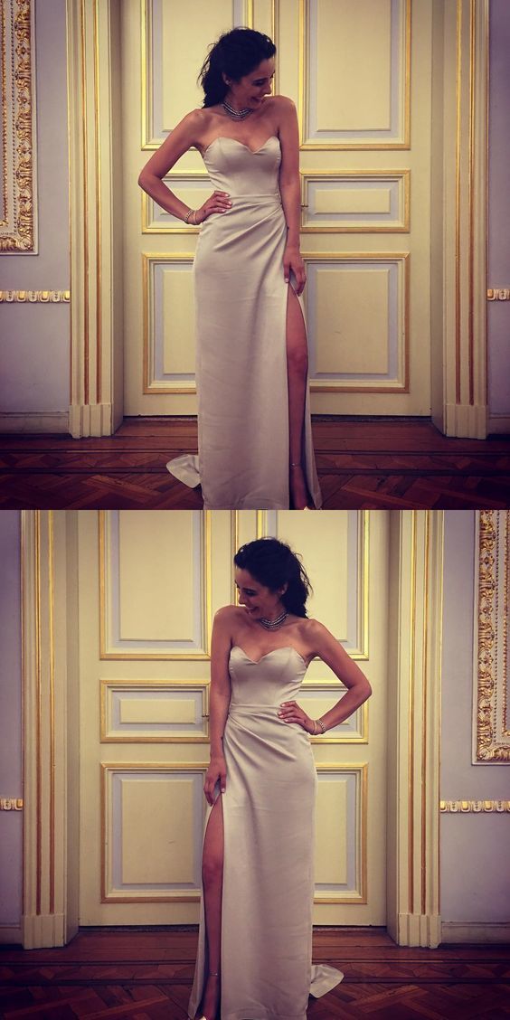 Long Satin Prom Dress, Sheath Sweetheart Evening Dress cg10439