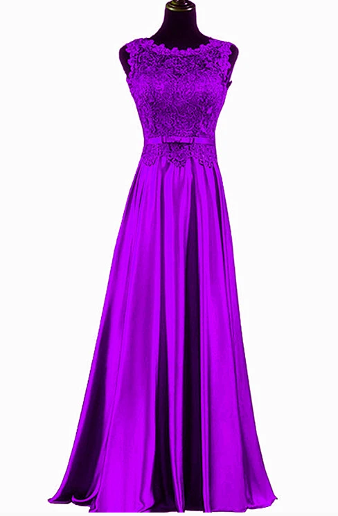 Wunderschönes langes, weiches Satin mit Spitze, Brautjungfernkleid, A-Linie, Ballkleid cg10449