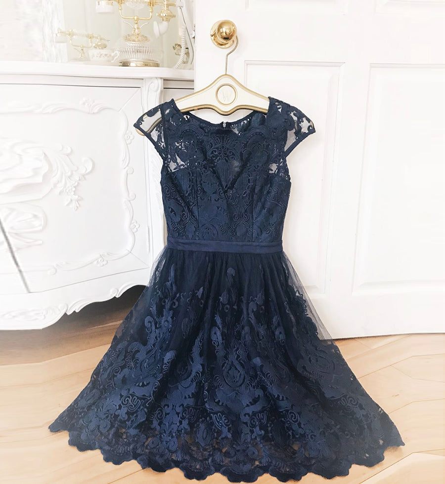 BLUE LACE SHORT DRESS HOMECOMING DRESS cg10457