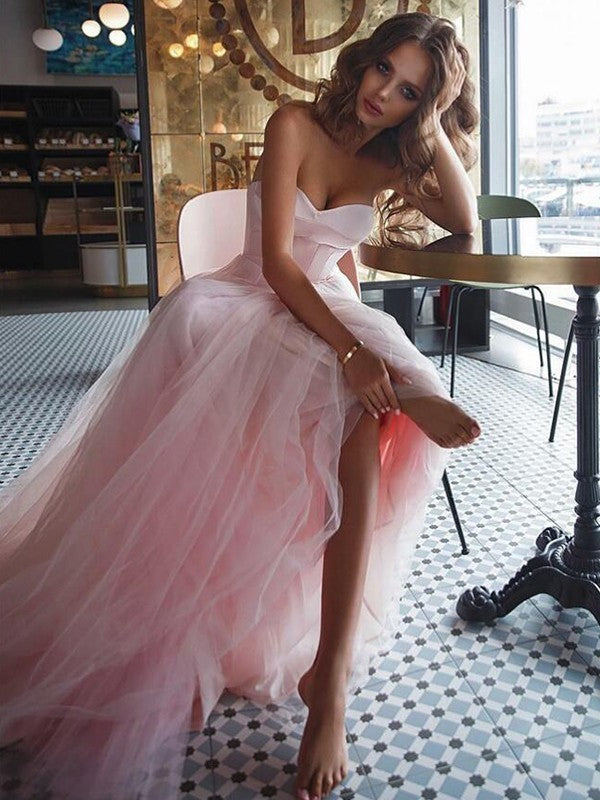 A-Line/Princess Sweetheart Long Tulle prom Dress cg10473