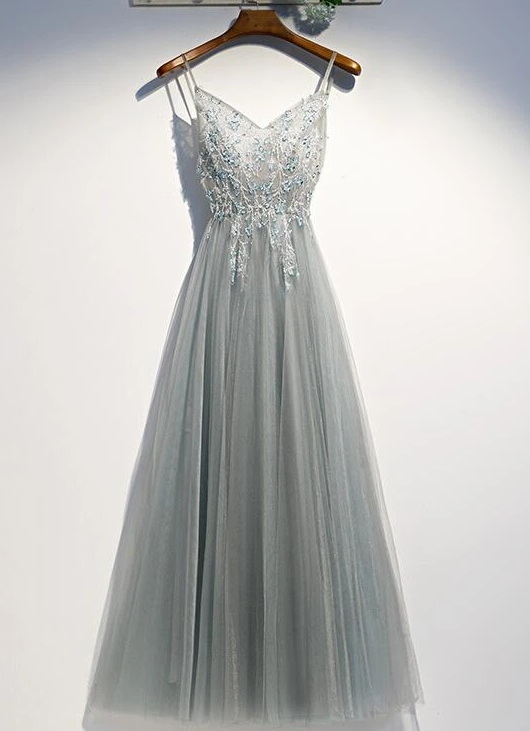 Gorgeous Straps V-Neckline Long Party Dress, A-Line Prom Dress Evening Dress cg10647