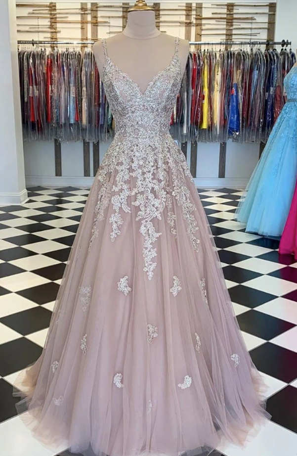 UNIQUE TULLE LACE LONG PROM DRESS LACE TULLE EVENING DRESS cg10650
