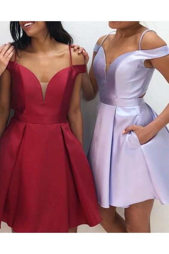 Off The Shoulder V-neck Homecoming Dresses cg10659