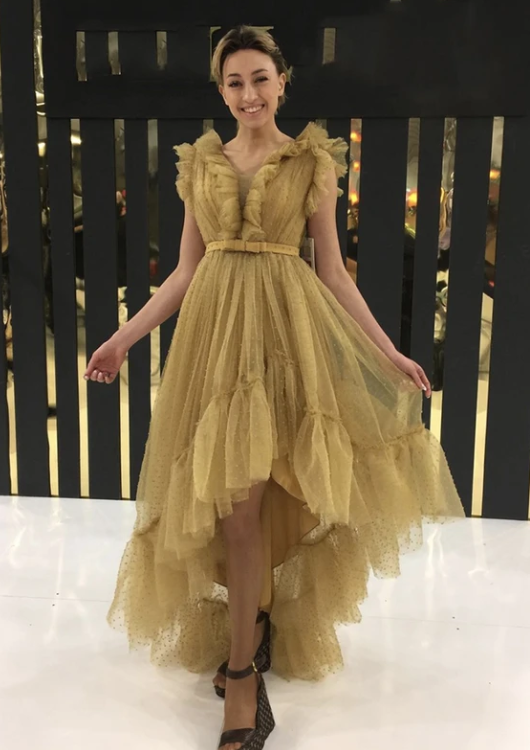 A line tulle short prom dress cg10715