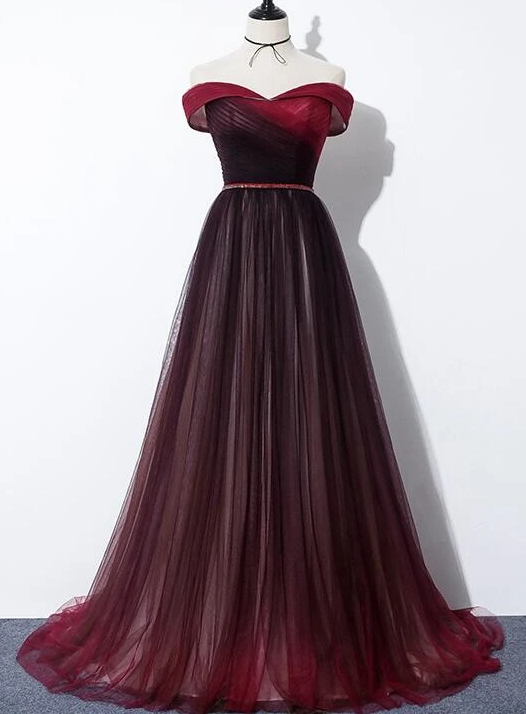 Beautiful Dark Red Gradient Sweetheart Wedding Party Dress, A-Line Evening Dress prom Dress cg10819