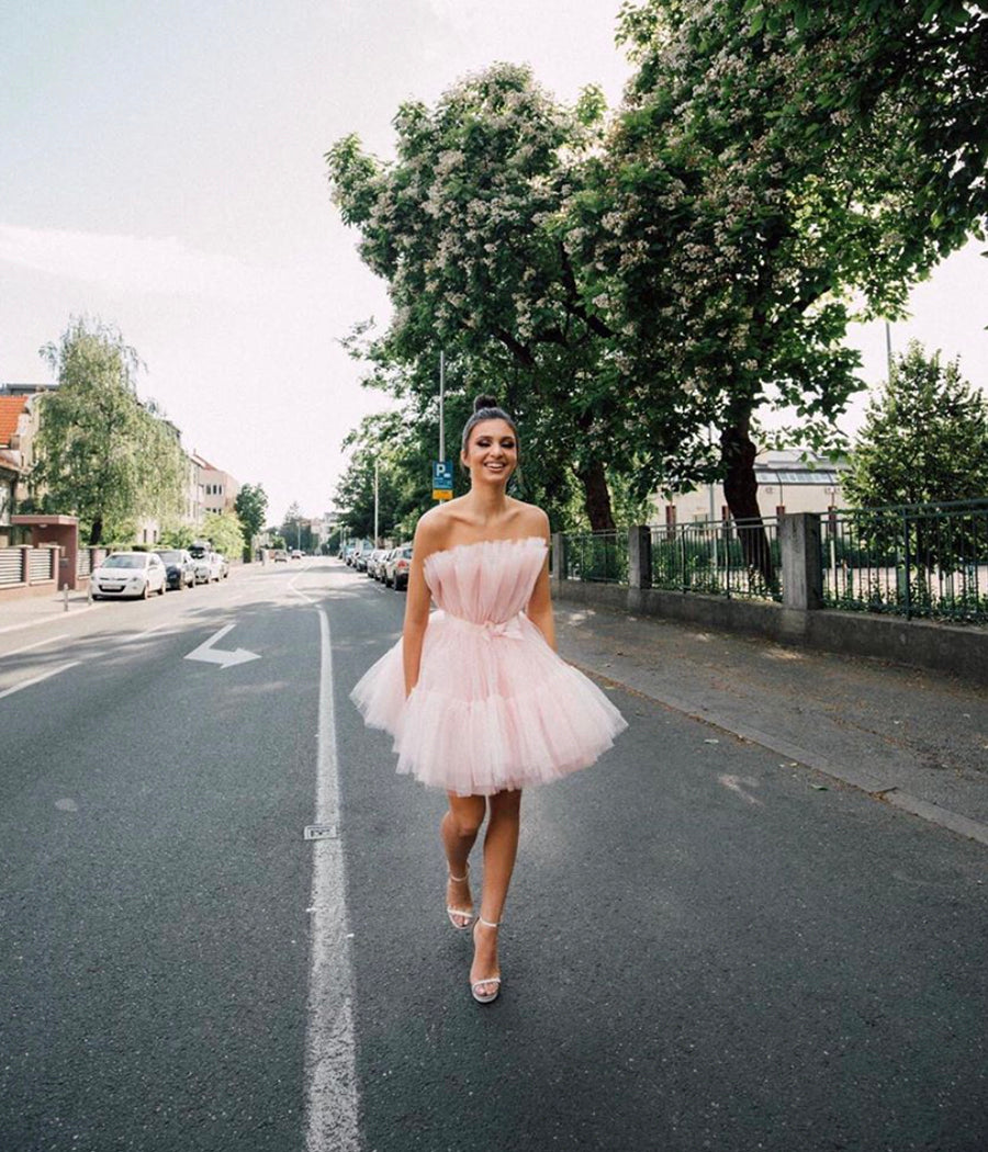 PINK TULLE SHORT DRESS HOMECOMING DRESS cg10849