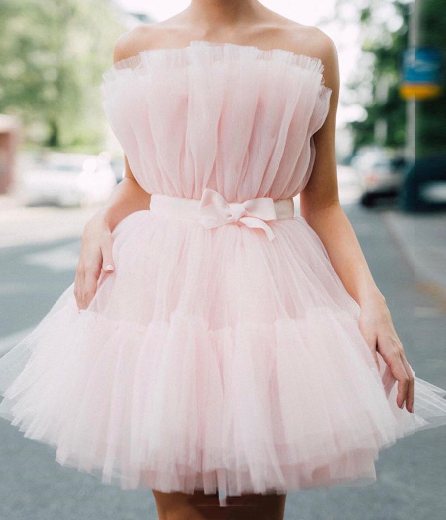 PINK TULLE SHORT DRESS HOMECOMING DRESS cg10849