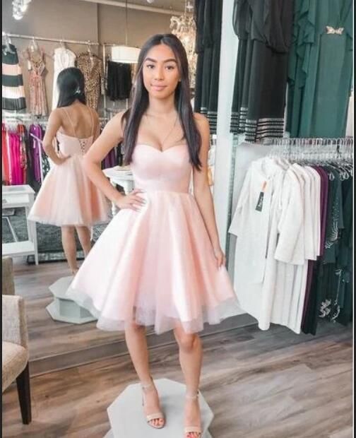 Elegant Tulle Pink Short Homecoming Dress cg10860