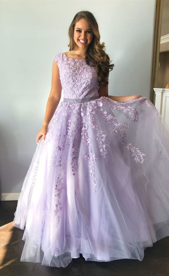 Formal Long Prom Dresses, ball gown graduation party dresses, lilac la