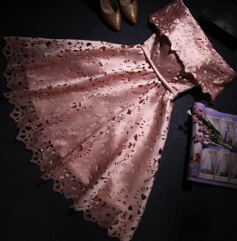 Pink A-line Off The Shoulder homecoming Dress With Lace cg10985