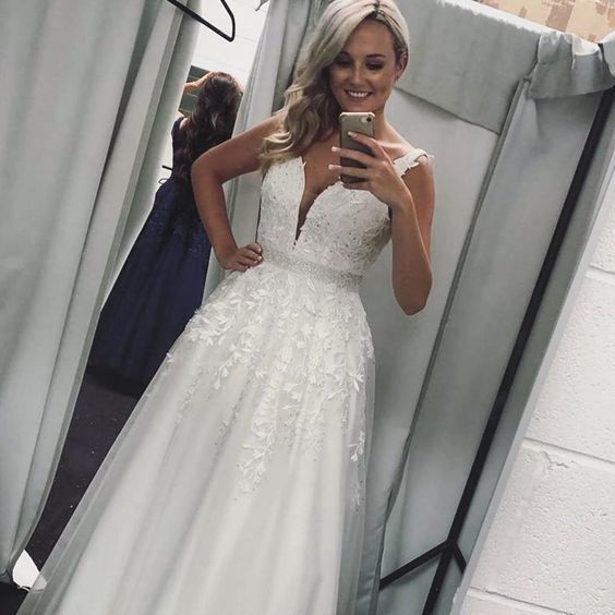 Elegant V-Neck A-Line Prom Dresses,Long Prom Dresses cg11006