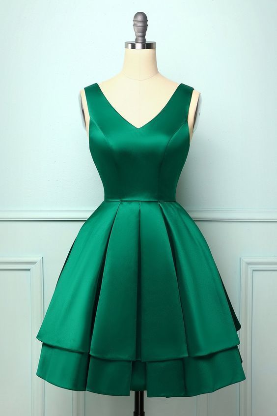 Satin Green Ball Homecoming Dress cg11007