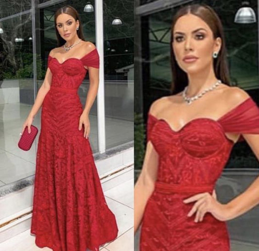 Schulterfreies langes Ballkleid, Meerjungfrau-Ballkleid cg11025
