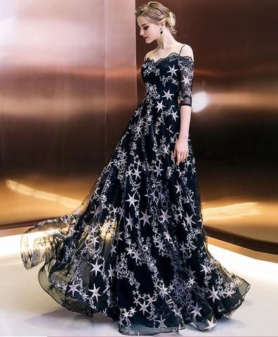 long prom dress, lace evening dress cg11068
