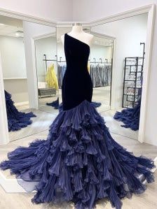 velvet and organza full ruffle flared pageant wedding prom dress cg11070