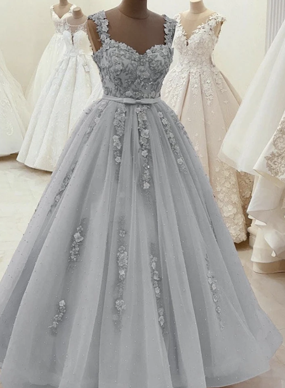Elegant A line lace pearl long ball gown prom dress cg11076