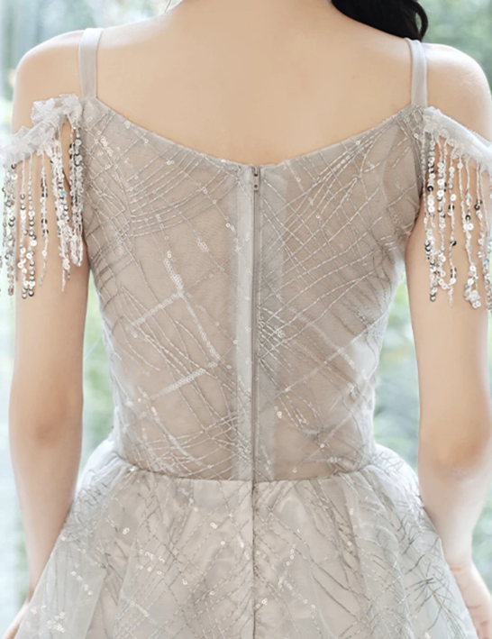 Gray tulle sequins short dress party dress homecoming dresses cg11108