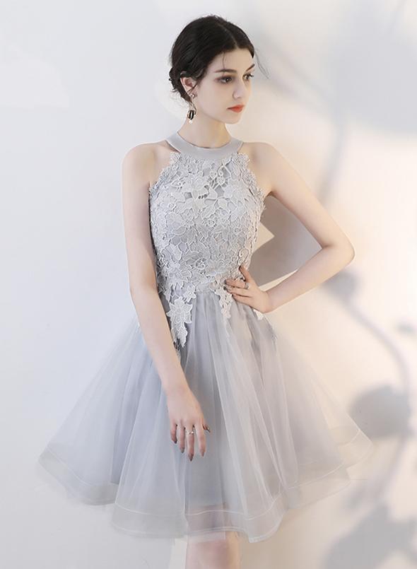 Cute gray tulle short homecoming dress party dress cg11114