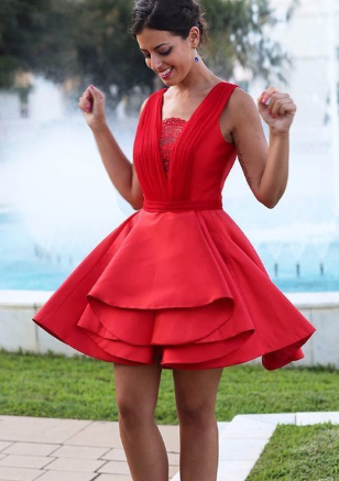 Rotes kurzes Cocktailkleid mit offenem Rücken, einfache Homecoming-Kleider cg1113