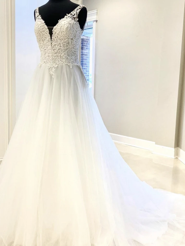 White v neck lace long ball gown evening dress Prom Dress cg11171