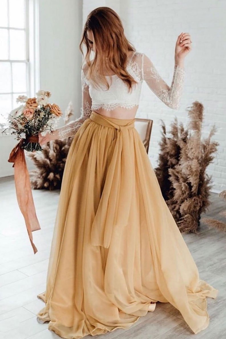 Champagne tulle lace long prom dress champagne evening dress cg11175 –  classygown