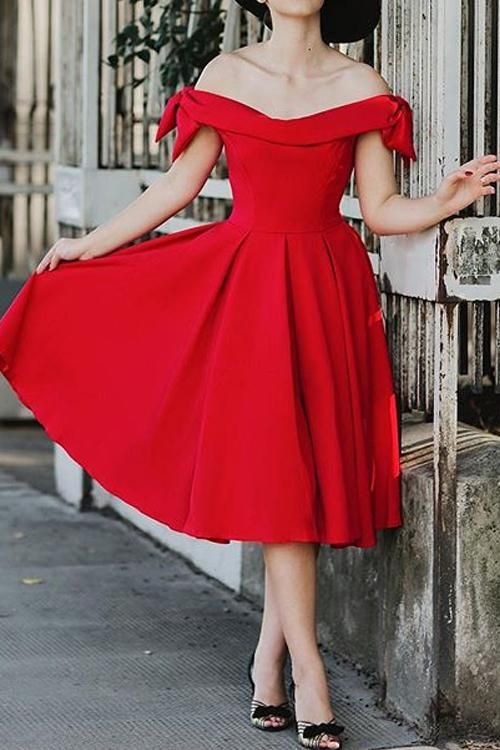 Red Off the Shoulder Party Dress Prom Dresses cg11259