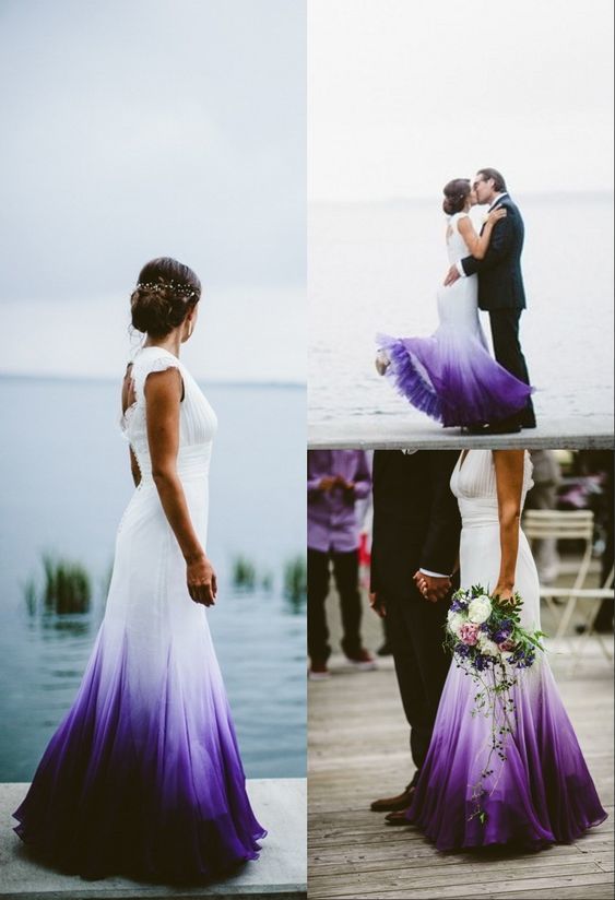 Colored Wedding Dresses, Purple and White Wedding Dress, Ombre Wedding Dress prom Dress cg11274 Colored Wedding Dresses, Purple and White Wedding Dress, Ombre Wedding Dress prom Dress cg11274