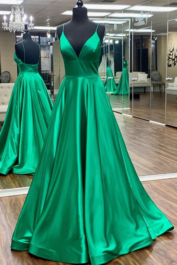Line Spaghetti Straps Backless Long prom Dress cg11282