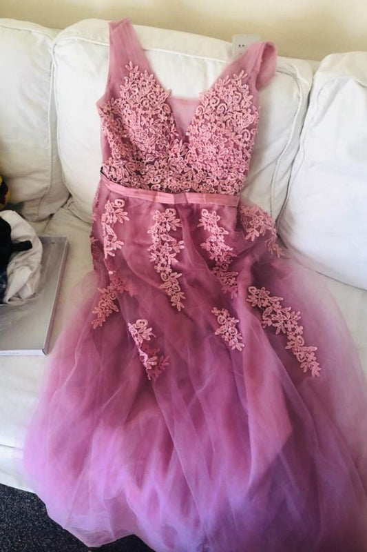 erröten A-Linie Tüll lange Brautjungfernkleider Ball- und Abendkleid cg11292