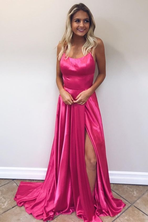 Simply Elegant Prom Dress, PinK Long Prom Dress, Straps Prom Dress with Lace Up Back cg11301