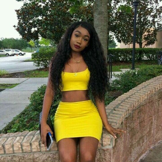 Two piece short homecoming dress , yellow homecoming dress cg11314
