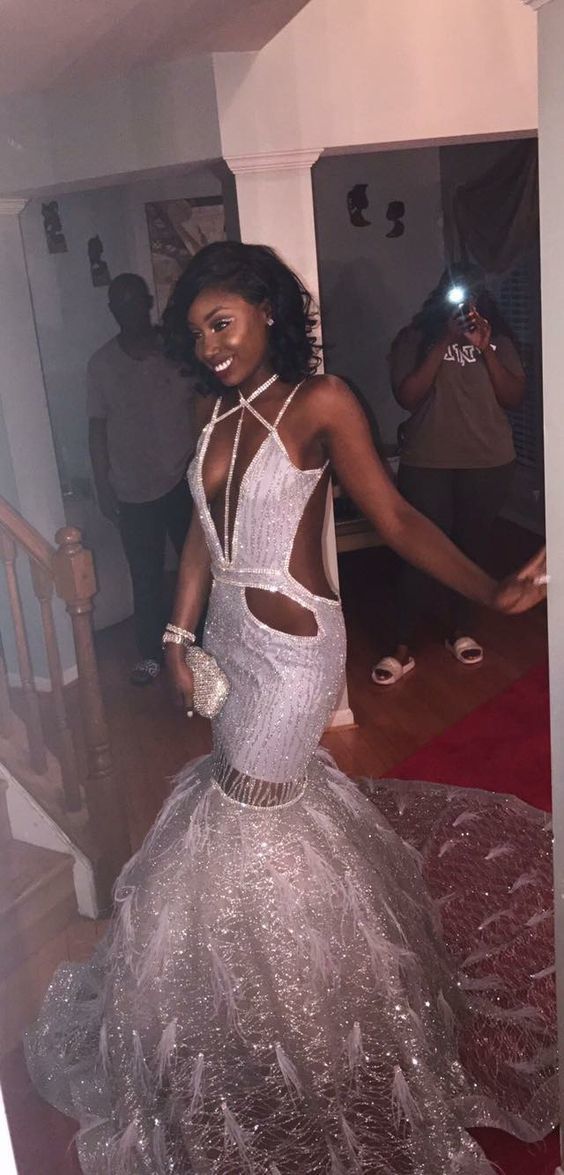 Sexy Deep V Neck Prom Dresses Sequins cg11340