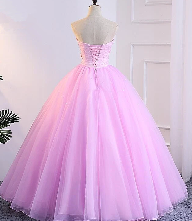 Pink Tulle Ball Gown Sweet 16 Party Dress, Pink Formal Dresses, Quinceanera prom Dress cg11349
