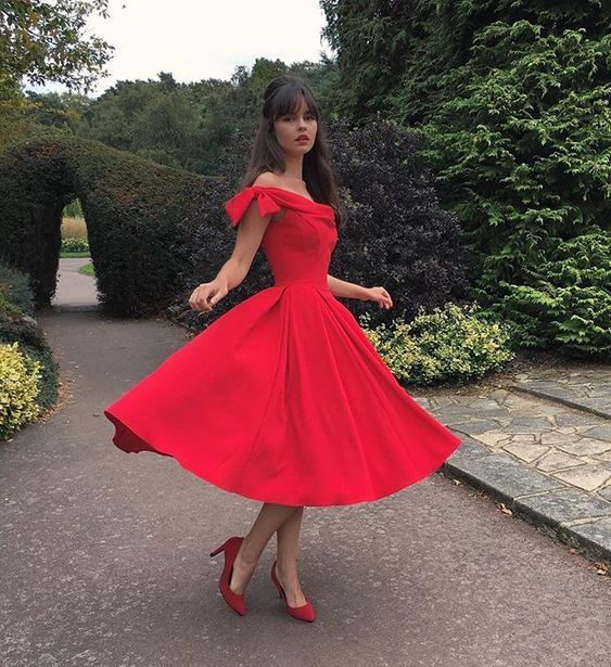 Red Off the Shoulder Party Dress PROM DRESS PARTY DRESS cg11351