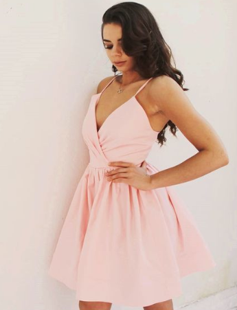 Charmantes rosa Homecoming-Kleid, sexy ärmelloses süßes kurzes Partykleid cg1140