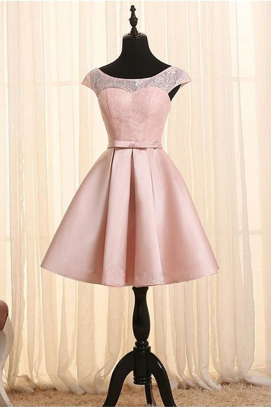 Homecoming-Kleid aus Spitze mit U-Ausschnitt und Flügelärmeln, cg1142